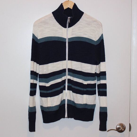 Club Monaco Slub Striped mockneck sweater Bomber Jacket  Sweater Men’s  SzSmall - Picture 4 of 11